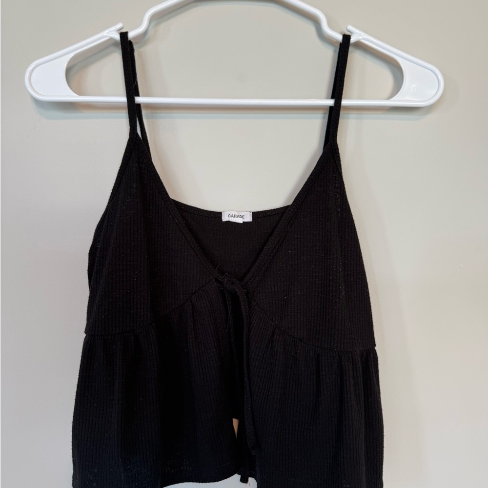 Black Ribbed Spaghetti Strap Top